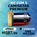 Kit 5 Camisetas H. Boss - Pague 2 Leve 5 + 1 Perfume One Million (100ml) - Último Dia de Promoção